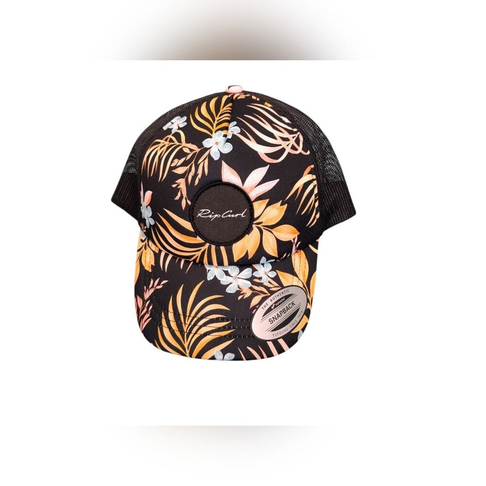 Rip Curl Women's Tropical Floral Beach Summer Snapback Trucker Hat Black NWT